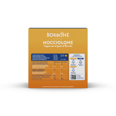 Caffè Borbone Miscela Nocciolone Cappuccino Gusto Nocciola SENZA GLUTINE in capsule 16pz compatibili con macchine a marchio Nescafè®  Dolce Gusto®