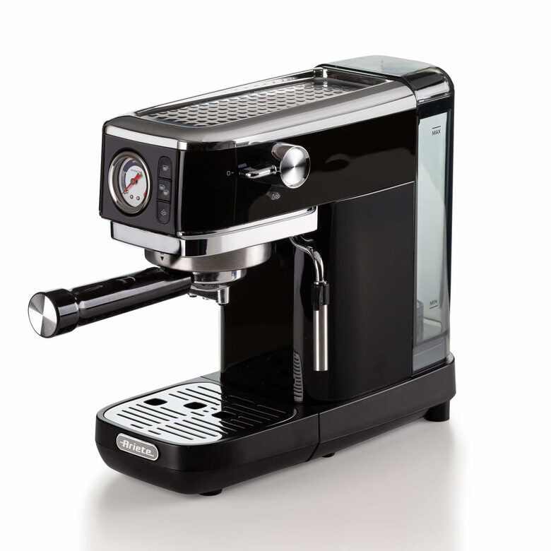 Ariete 1381 Macchina da caffè con manometro, compatibile con caffè in polvere e cialde ESE, 1300 W, Capacità 1,1 L, 15 bar di pressione, Filtro 1 o 2 tazze, Dispositivo Cappuccino, Nero