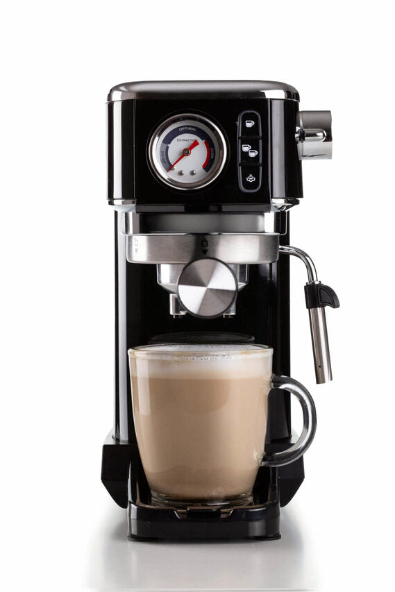 Ariete 1381 Macchina da caffè con manometro, compatibile con caffè in polvere e cialde ESE, 1300 W, Capacità 1,1 L, 15 bar di pressione, Filtro 1 o 2 tazze, Dispositivo Cappuccino, Nero