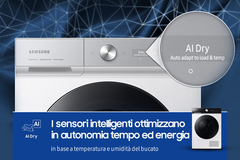 Samsung Asciugatrice DV90BB9445GE Bespoke AI SilentDry 9Kg A+++