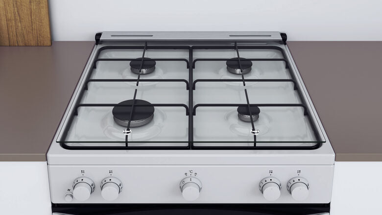 Indesit IS67G1KMW/E Cucina Gas Nero, Bianco A+