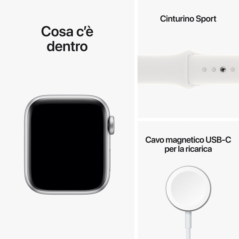 Apple Watch SE GPS 40mm Cassa in Alluminio color Argento con Cinturino Sport Band Bianco - Regular