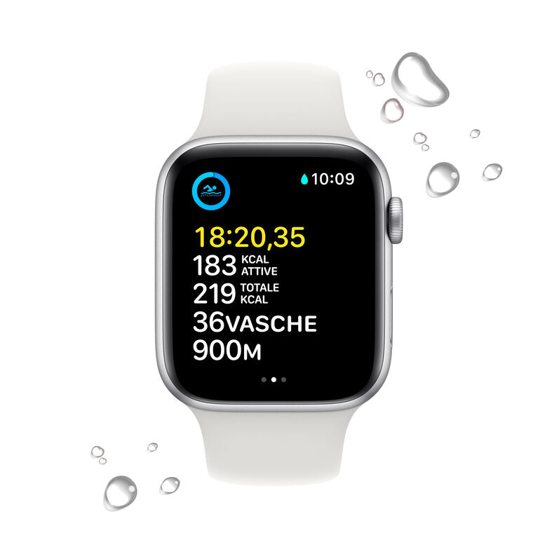 Apple Watch SE GPS 44mm Cassa in Alluminio color Argento con Cinturino Sport Band Bianco - Regular
