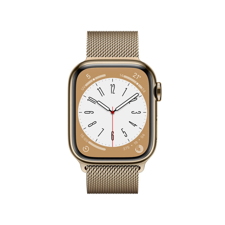 Apple Watch Series 8 GPS + Cellular 41mm Cassa in Acciaio Inossidabile color Oro with con Cinturino Loop Milanese