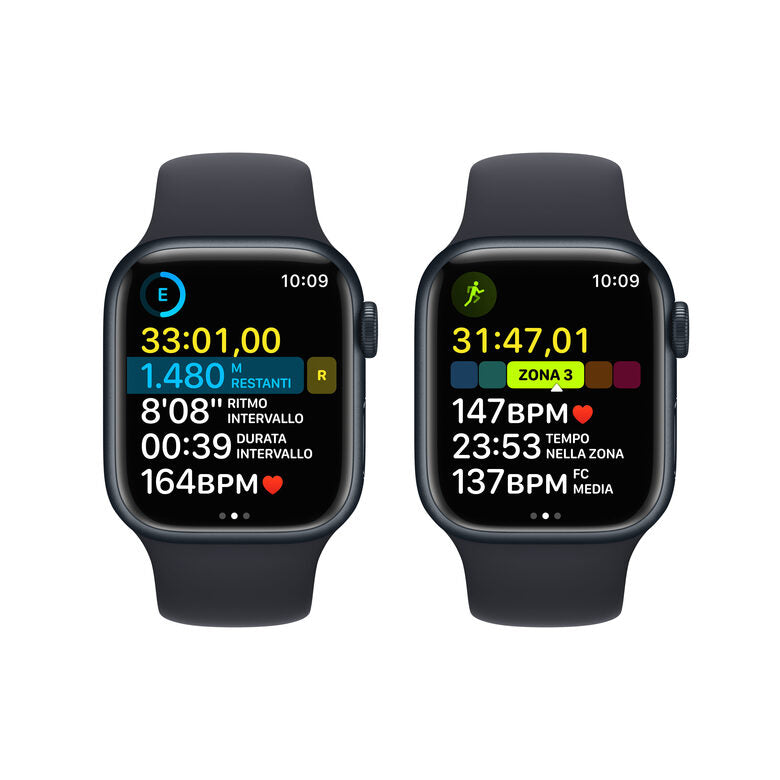 Apple Watch Series 8 GPS + Cellular 41mm Cassa in Alluminio color Mezzanotte con Cinturino Sport Band Mezzanotte - Regular