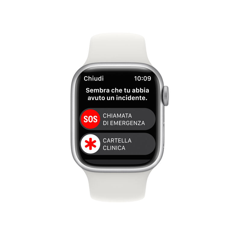 Apple Watch Series 8 GPS + Cellular 41mm Cassa in Alluminio color Argento con Cinturino Sport Band Bianco - Regular