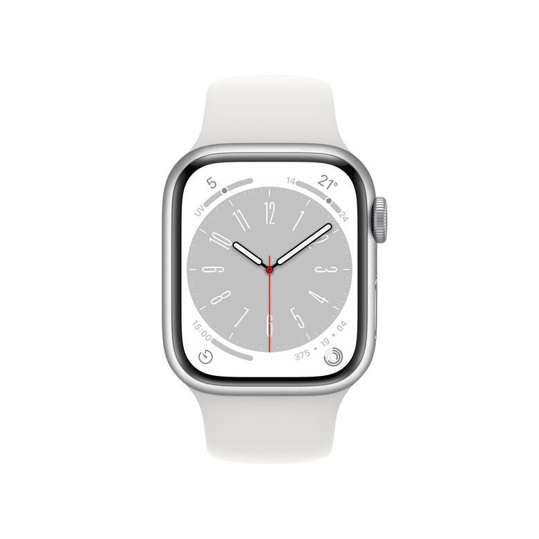 Apple Watch Series 8 GPS + Cellular 41mm Cassa in Alluminio color Argento con Cinturino Sport Band Bianco - Regular