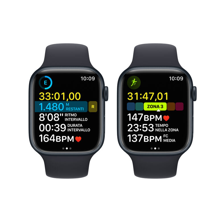 Apple Watch Series 8 GPS + Cellular 45mm Cassa in Alluminio color Mezzanotte con Cinturino Sport Band Mezzanotte - Regular