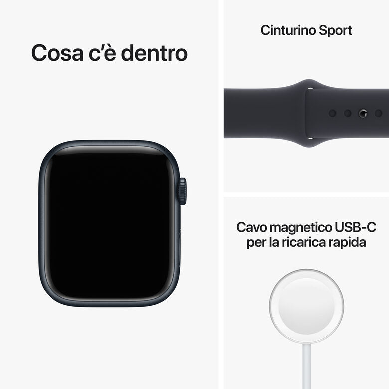 Apple Watch Series 8 GPS + Cellular 45mm Cassa in Alluminio color Mezzanotte con Cinturino Sport Band Mezzanotte - Regular