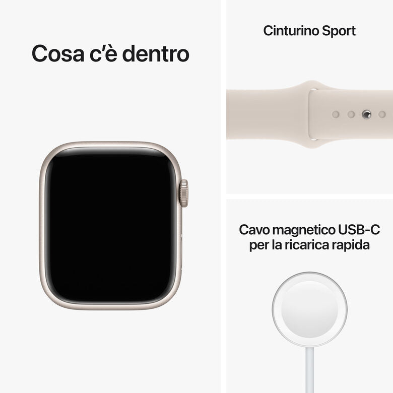 Apple Watch Series 8 GPS 45mm Cassa in Alluminio color Galassia con Cinturino Sport Band Galassia - Regular
