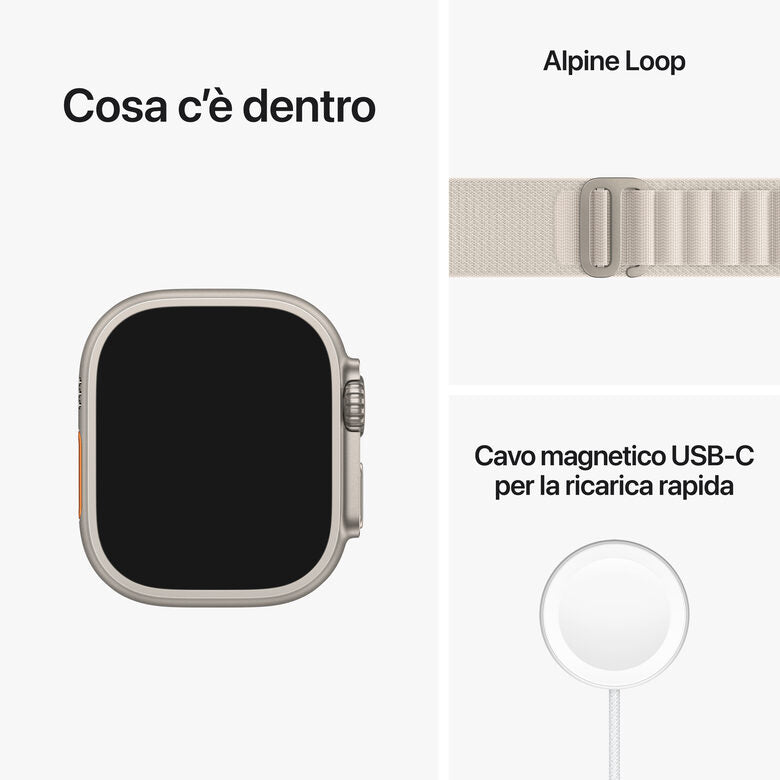 Apple Watch Ultra GPS + Cellular, 49mm Cassa in Titanio con Cinturino Alpine Loop Galassia - Medium