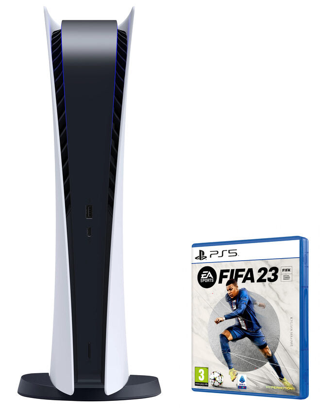Sony PlayStation 5 Digital Edition + FIFA 23 825 GB Wi-Fi Nero, Bianco
