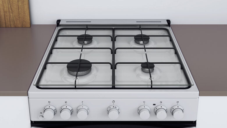 Indesit IS67G4PHW/E Cucina Gas Nero, Bianco A