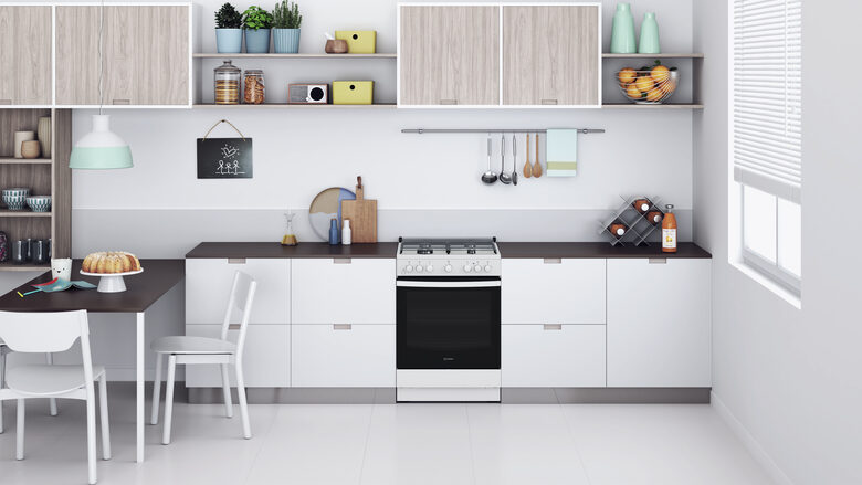 Indesit IS67G4PHW/E Cucina Gas Nero, Bianco A