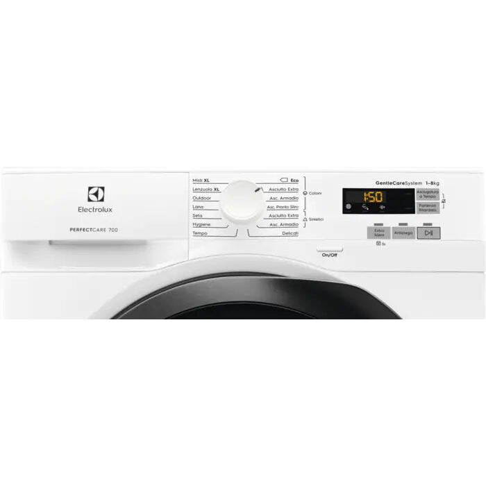 Electrolux EW7H583B Asciugatrice A Libera Installazione 8 Kg, Pompa Di Calore, Sensicare System, Sistema Filtrante Ecoflow, Classe C, Bianco