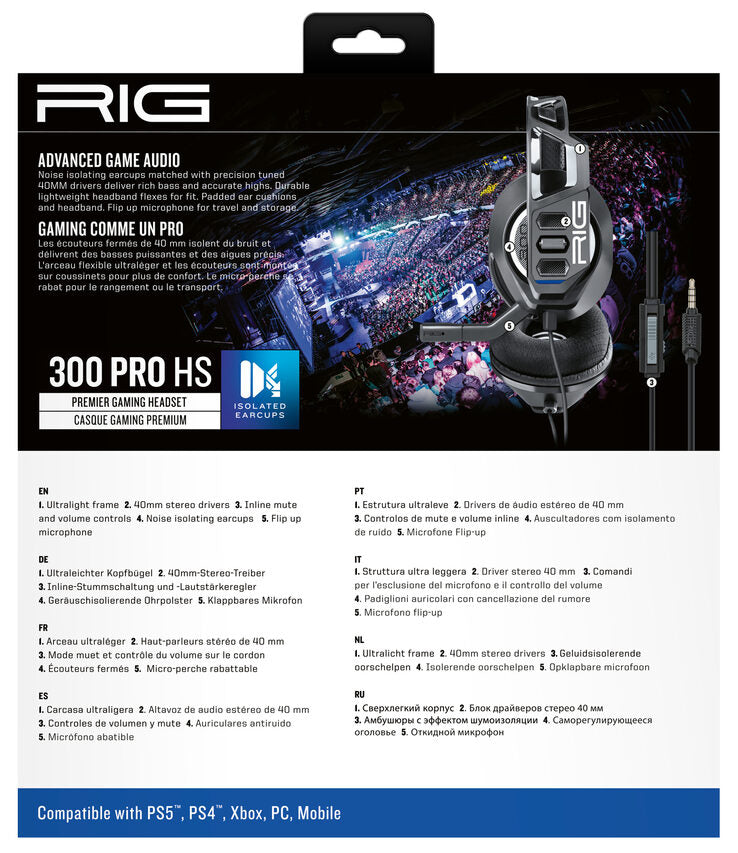 NACON RIG 300 PRO HS Auricolare Cablato A Padiglione Giocare Nero
