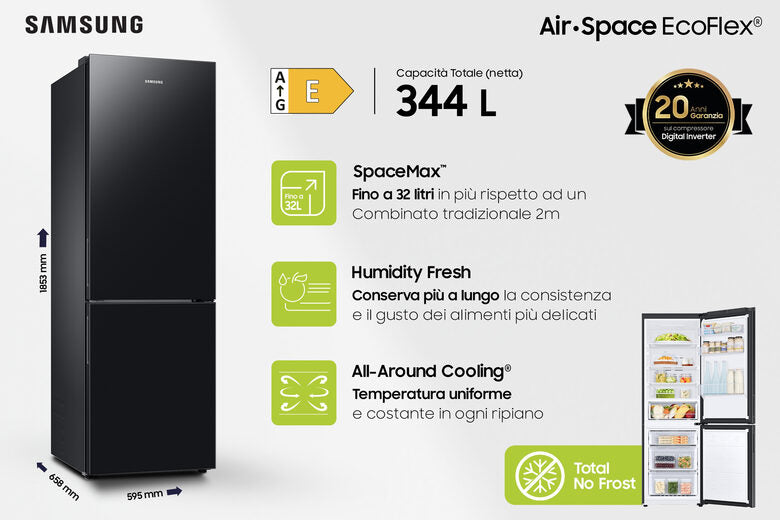 Samsung Frigorifero Combinato EcoFlex 1.85m 344L RB33B610EBN