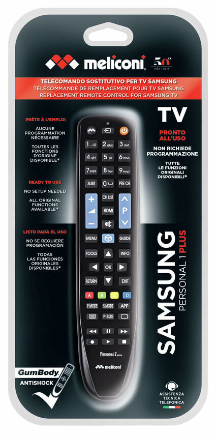 Meliconi Gumbody Personal 1 Plus telecomando IR Wireless TV Pulsanti