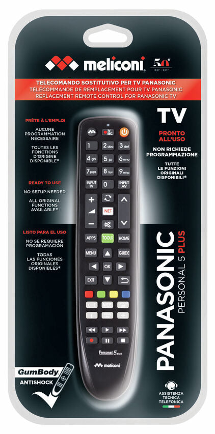 Meliconi Gumbody Personal 5 plus telecomando IR Wireless TV Pulsanti