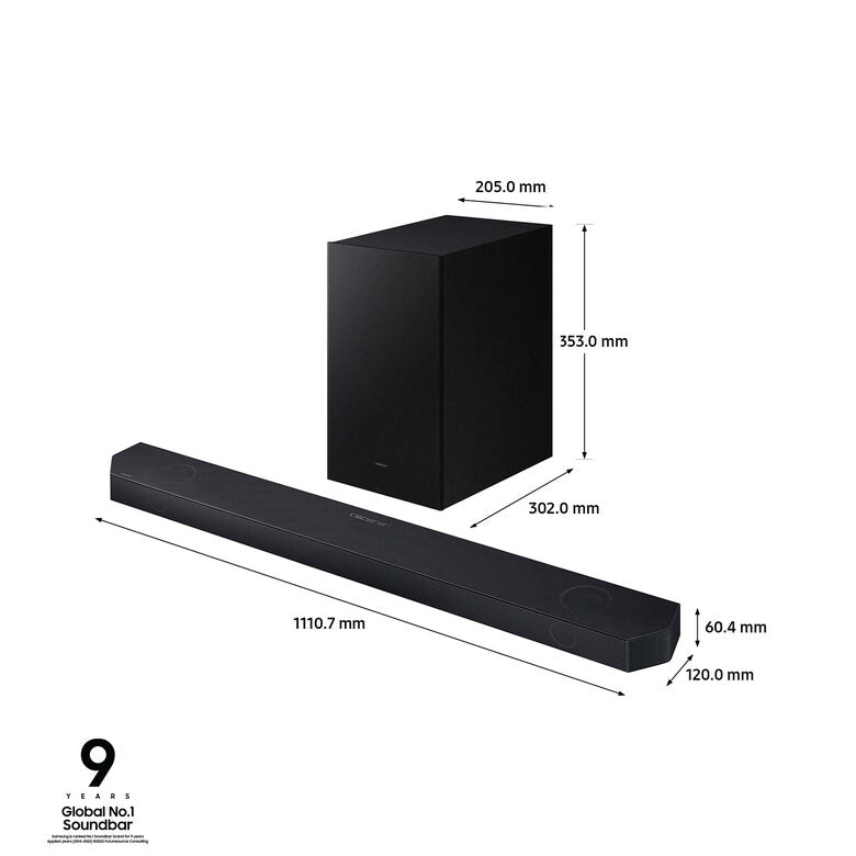 Samsung Soundbar HW-Q700C/ZF Serie Q, 9 speaker, Wireless Dolby Atmos, Audio a 3.1.2 canali, Q-Simphony, Compatibile con Alexa e Google Assistant, Black