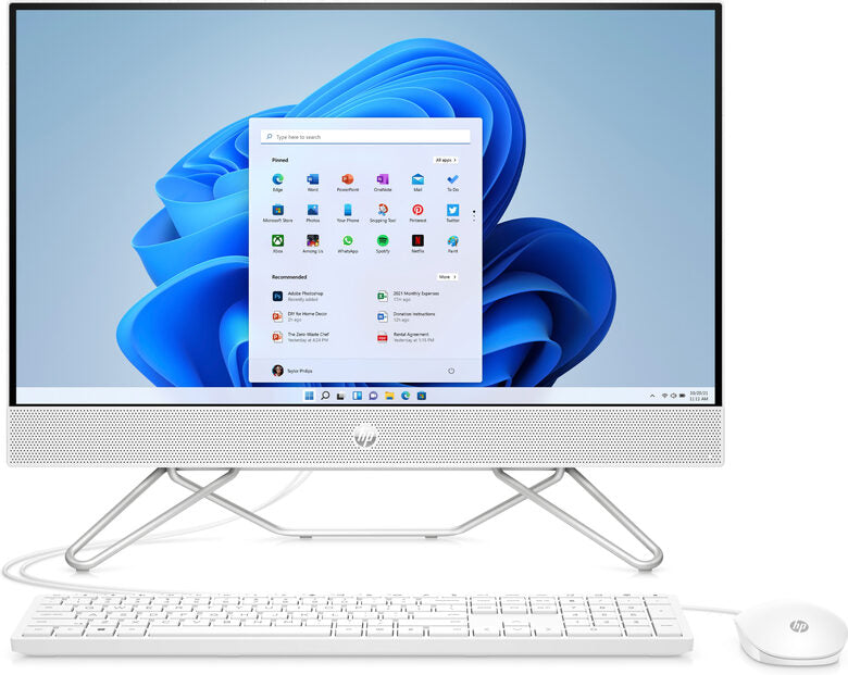 HP 24 -cb0008nl AMD Ryzen™ 3 5300U 60,5 cm (23.8") 1920 x 1080 Pixel PC All-in-one 8 GB DDR4-SDRAM 256 GB SSD Windows 11 Home Wi-Fi 5 (802.11ac) Bianco