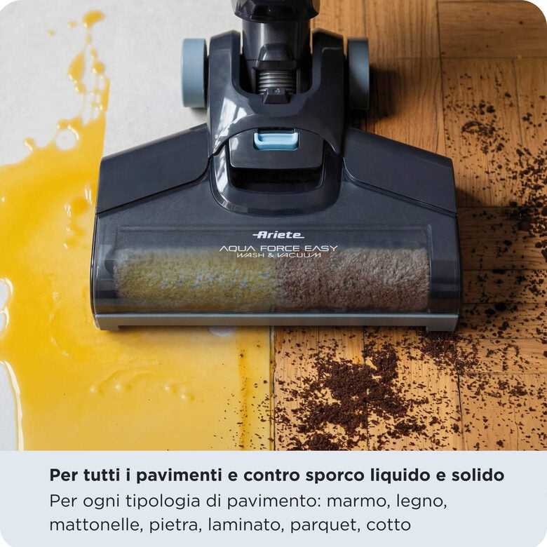 Ariete 2487 Aquaforce Easy Wash&Vacuum, Lavapavimenti con filo, 600W, Aspira e lava, Due serbatoi, Funzione autopulizia