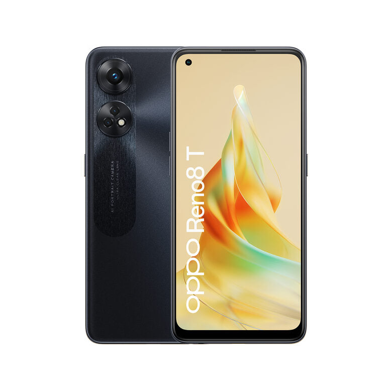 OPPO Reno 8 RENO8 T Smartphone 5G, Fotocamera da 100MP+2+2MP, Selfie 32MP, Display 6.43” 60HZ AMOLED, 5000mAh, RAM 8GB(Esp 12GB/14GB/16GB) + ROM 128GB Esp 1TB, [Versione Italia], Colore Blac
