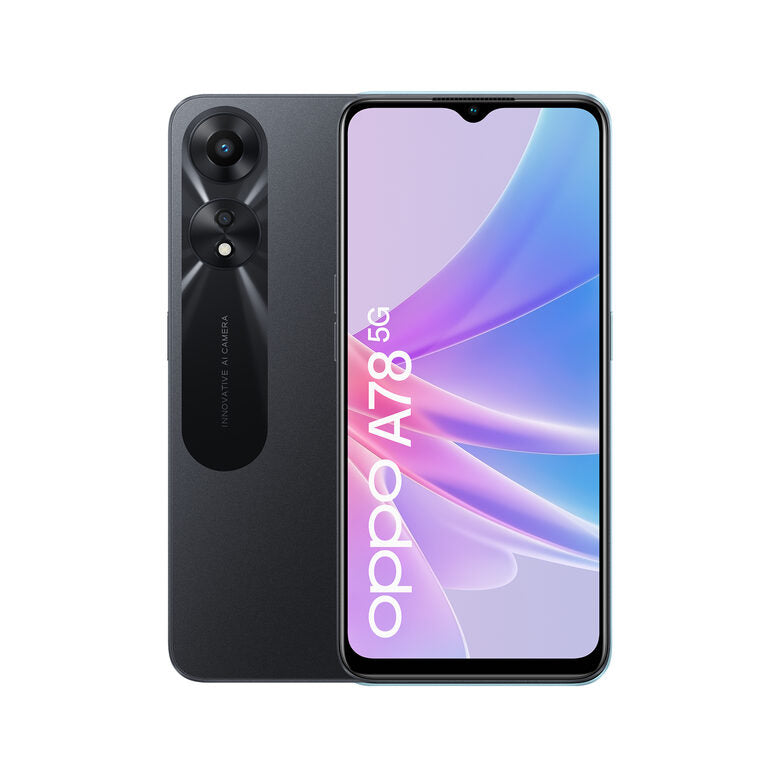 OPPO A78 5G Smartphone, AI Doppia fotocamera 50+2MP, Selfie 8GB, Display 6.56” 90HZ LCD, 5000mAh, RAM 4 (Esp 8GB/10GB/12GB) + ROM 128GB (esp1TB), IPX4, [Versione Italia], Glowing Black