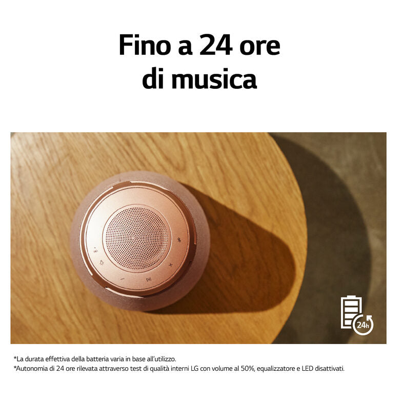 LG XBOOM 360 XO3, Speaker omnidirezionale 50W, Illuminazione, IP54, Bluetooth 5.1, Beige