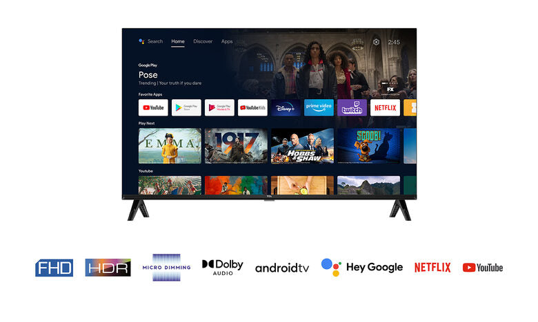 TCL 32S5400AF Televisione Smart TV 32 Pollici Led Full Hd Wi-fi Serie S54 Nero