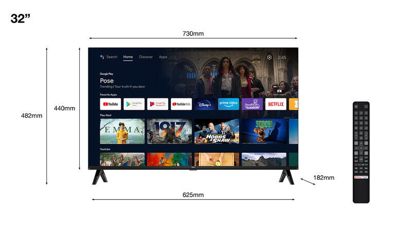 TCL 32S5400AF Televisione Smart TV 32 Pollici Led Full Hd Wi-fi Serie S54 Nero