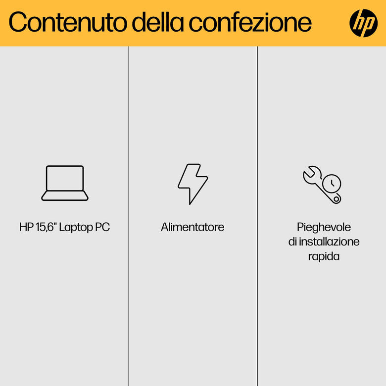 HP 15-fc0027nl AMD Ryzen™ 3 7320U Computer portatile 39,6 cm (15.6") Full HD 8 GB LPDDR5-SDRAM 256 GB SSD Wi-Fi 6 (802.11ax) Windows 11 Home in S mode Grigio