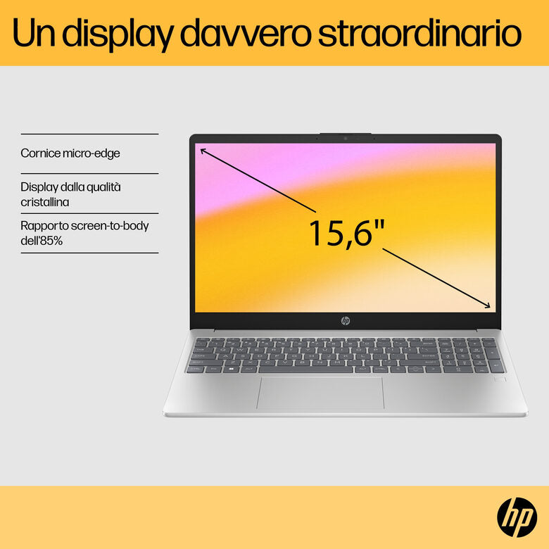HP 15-fc0027nl AMD Ryzen™ 3 7320U Computer portatile 39,6 cm (15.6") Full HD 8 GB LPDDR5-SDRAM 256 GB SSD Wi-Fi 6 (802.11ax) Windows 11 Home in S mode Grigio
