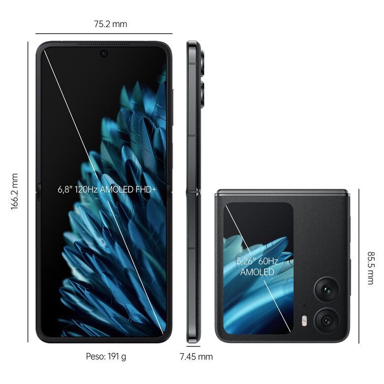 OPPO Find N2 Flip 17,3 cm (6.8") Doppia SIM Android 13 5G USB tipo-C 8 GB 256 GB 4300 mAh Nero