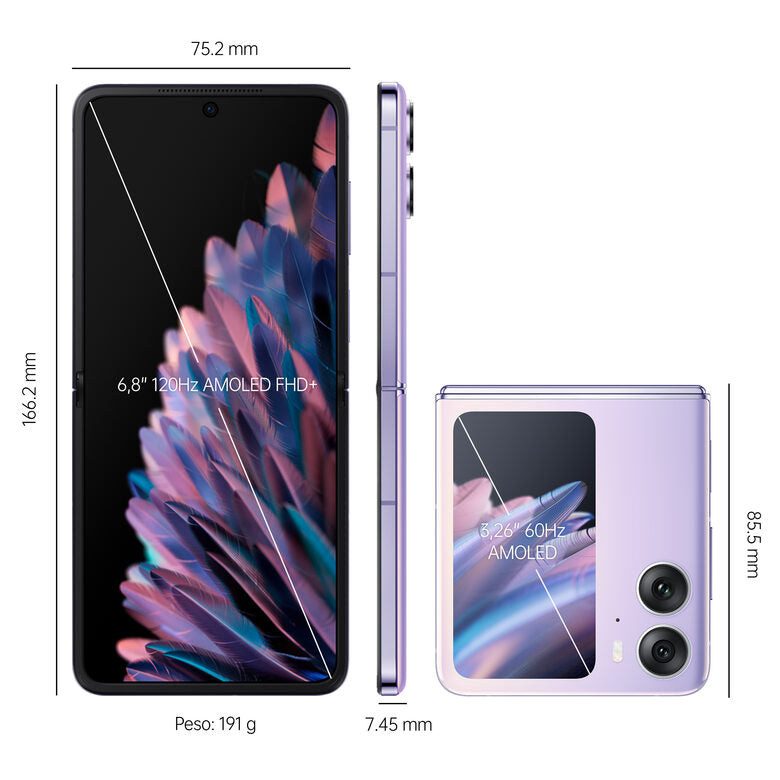 OPPO Find N2 Flip 17,3 cm (6.8") Doppia SIM Android 13 5G USB tipo-C 8 GB 256 GB 4300 mAh Porpora