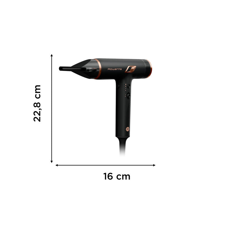 Rowenta Nano Asciugacapelli Brushless Compatto ad Alta Velocità, Boost di Ioni Antistatici e Sensore di Temperatura per Capelli Setosi e Luminosi, 3 Impostazioni di Velocità/Temperatura, HY8