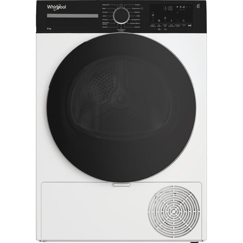 Whirlpool C WSD 83M WBS IT Asciugatrice Slim A Libera Installazione 8 Kg, Motore Inverter, Tecnologia 6° Senso, Display Digitale XL, Classe D, Bianco