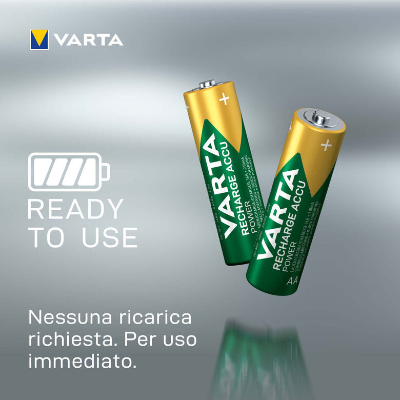 Varta Recharge Accu Power AA 2600 mAh Blister da 2 (Batteria NiMH Accu Precaricata, Mignon, batteria ricaricabile, pronta all'uso)
