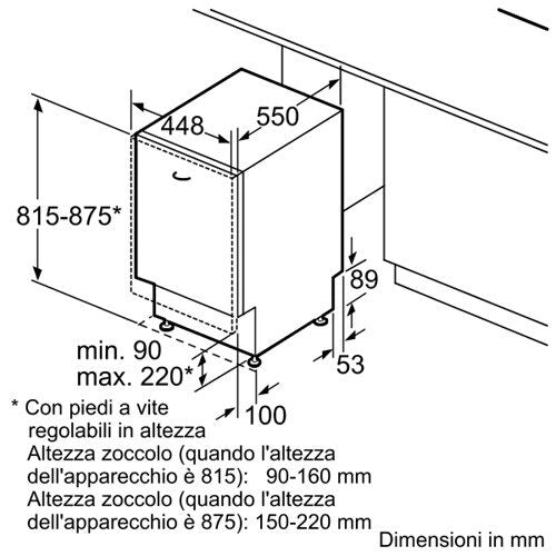 Bosch SPV40E20EU Lavastoviglie a Incasso Scomparsa Totale 9 coperti