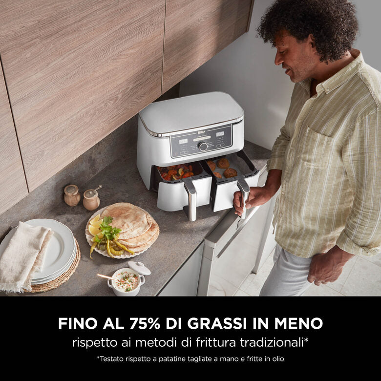 Ninja AF400EU Doppia 9,5 L Indipendente 2470 W Friggitrice ad aria calda Bianco