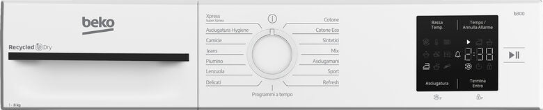 Beko BMT83EW 8kg, Classe D, Linea Estetica NX, motore asincrono, Display digitale, colore Bianco, oblò Bianco