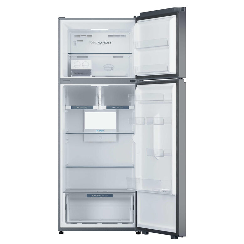 Haier HPR5718ENMX Frigorifero Combinato A Libera Installazione, Tecnologia Total No Frost, Sistema LED Daylight, Classe E, Acciaio Inox