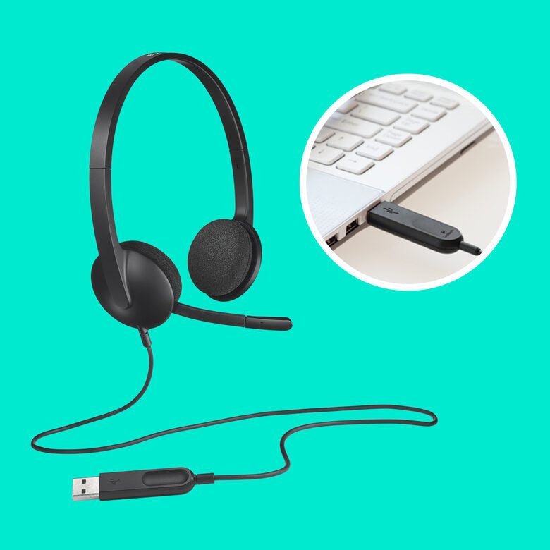 Logitech H340 USB Computer Headset Auricolare Cablato A Padiglione Ufficio USB tipo A Nero