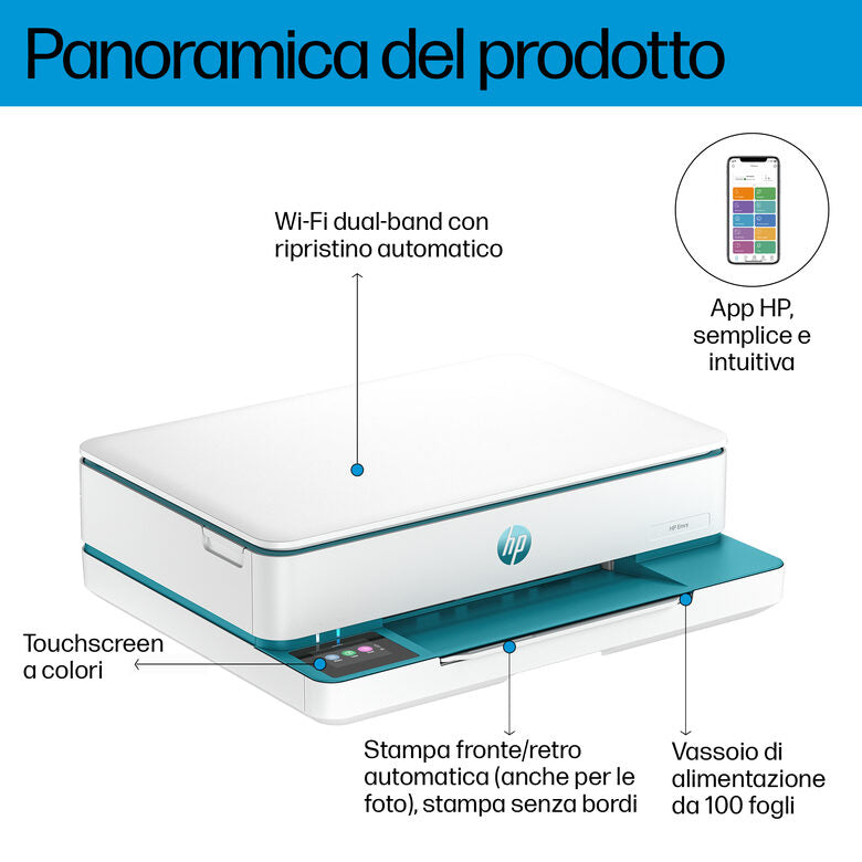 HP ENVY 6122e Wireless All-in-One Colore Stampante, Instant Ink; Stampa di foto