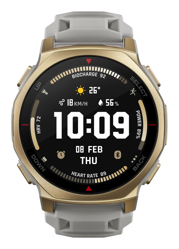 Amazfit T-rex 3 Pro 3,35 cm (1.32") AMOLED 44 mm Digitale 466 x 466 Pixel Touch screen Grigio Oro Wi-Fi GPS (satellitare)