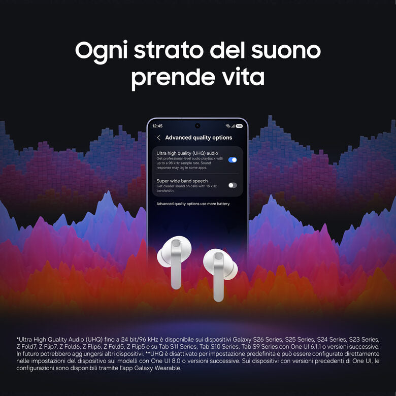 Samsung Galaxy Buds4 Pro, Black, Corpo in metallo, Altoparlante a 2 vie e doppio amplificatore, Chiamate cristalline, Audio a 360°, ANC migliorata, Controllo adattivo del rumore, Connessione