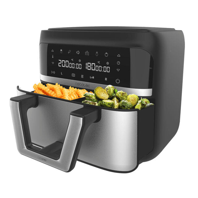 Cecotec Cecofry Dual 9000 Singolo 9 L Indipendente 2850 W Friggitrice ad aria calda Nero, Acciaio inossidabile