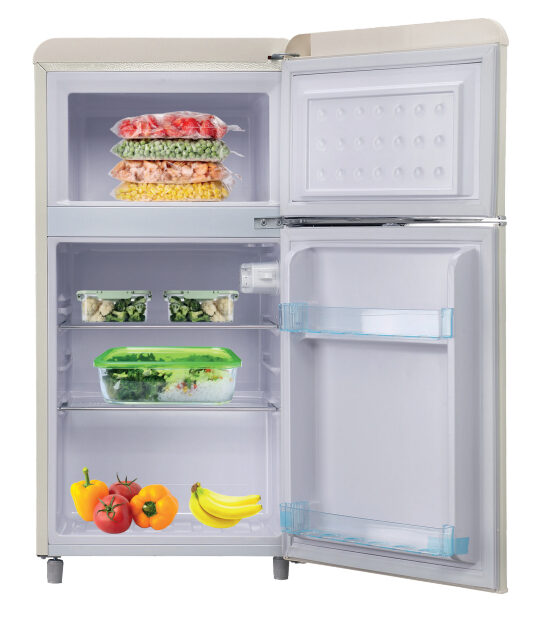 DCG Eltronic MF100CCDP Frigorifero Combinato A Libera Installazione, Autoscongelamento Defrost, Termostato Regolabile, Crema