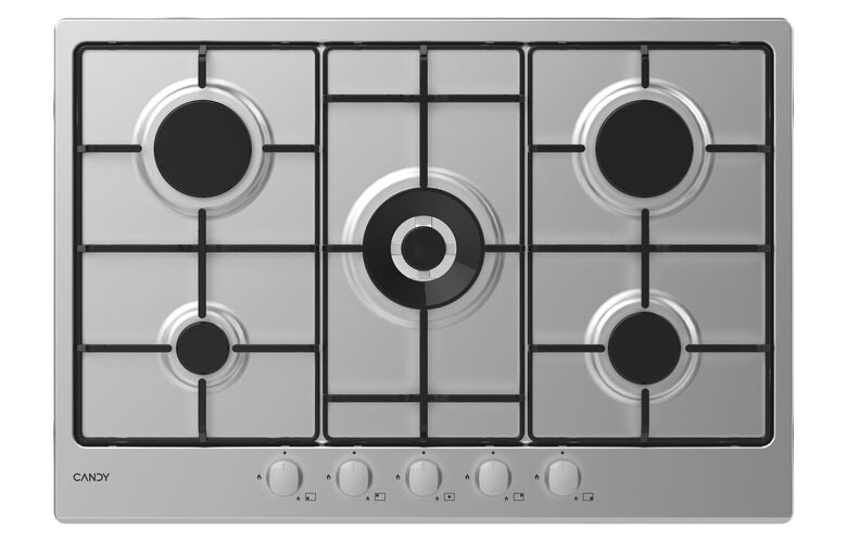 Candy CHW74WX Piano Cottura da Incasso a Gas 75 cm 5 Fuochi Acciaio Inox TIMELESS