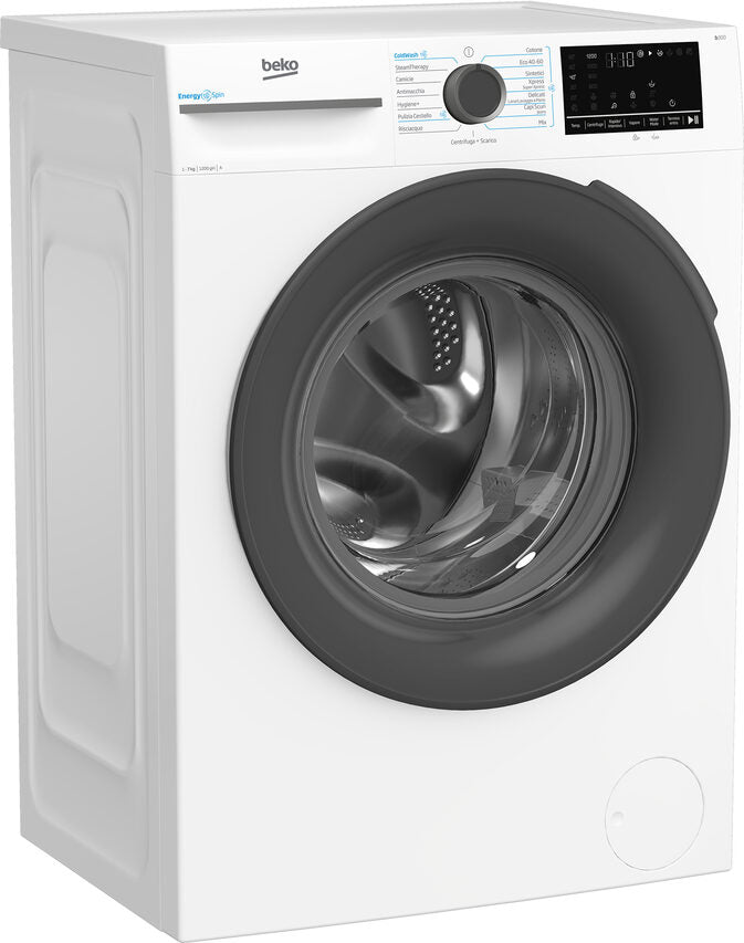 Beko BMWSU4721A Lavatrice Slim A Libera Installazione 7 Kg, 1200 Giri, EnergySpin, Ironfast, Vapore Igienizzante SteamCure™, AutoClean, Classe A, Bianco